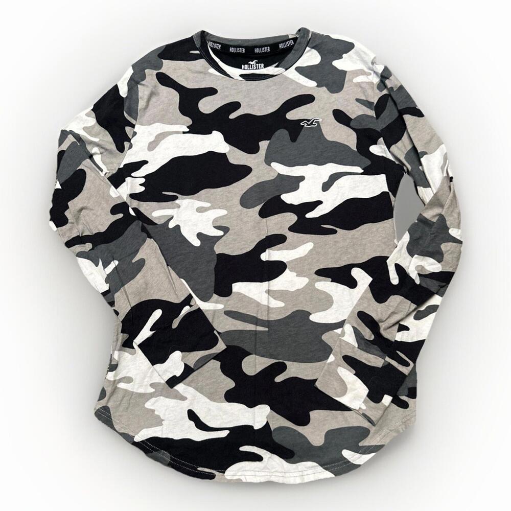 Hollister Long Sleeve Snow Camo Shirt Mens Small Relaxed Fit